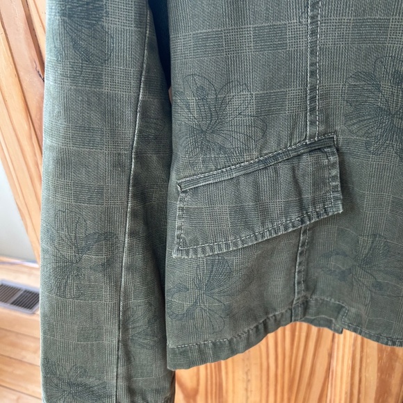 Caribbean Joe Jacket Army Green Floral print 100% Cotton Women's Size 10 - Picture 8 of 12